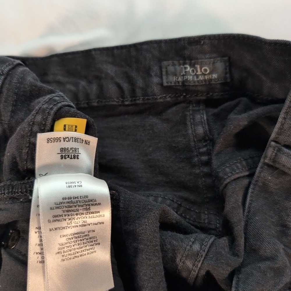 Polo Ralph Lauren Mens Jeans 38x36 Hampton Relaxed Straight Black Gray - Picture 4 of 9